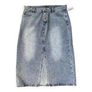 Mikarose Midi Denim Skirt W/ Front Slit NWT Sz XL Country Cowgirl Casual Teacher